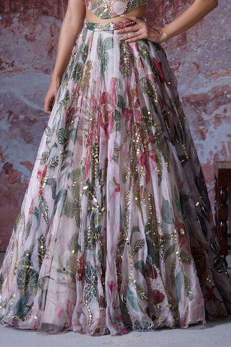 Buy Mahima Mahajan Pink Organza Sequins, Mirrors, Ruhi Embroidered Bridal Lehenga And Corset Set Online at Aza Fashions Buy_Mahima Mahajan_Pink Organza Sequins, Mirrors, Ruhi Embroidered Bridal Lehenga And Corset Set _Online_at_Aza_Fashions
