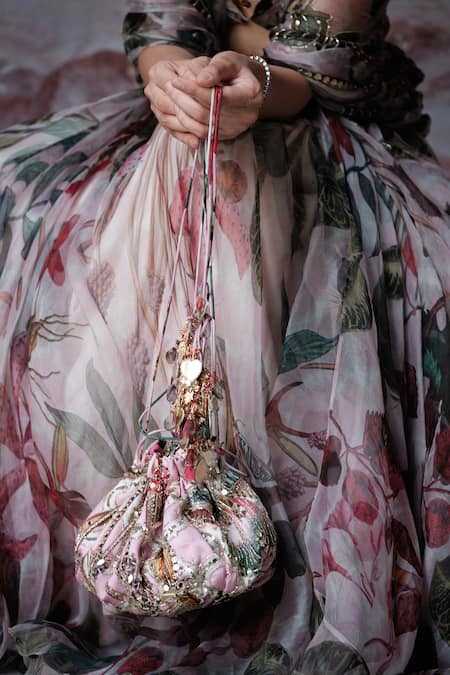 Shop Mahima Mahajan Pink Organza Sequins, Mirrors Zooni Floral Print Lehenga And Ruched Blouse Set Online at Aza Fashions Shop_Mahima Mahajan_Pink Organza Sequins, Mirrors Zooni Floral Print Lehenga And Ruched Blouse Set _Online_at_Aza_Fashions