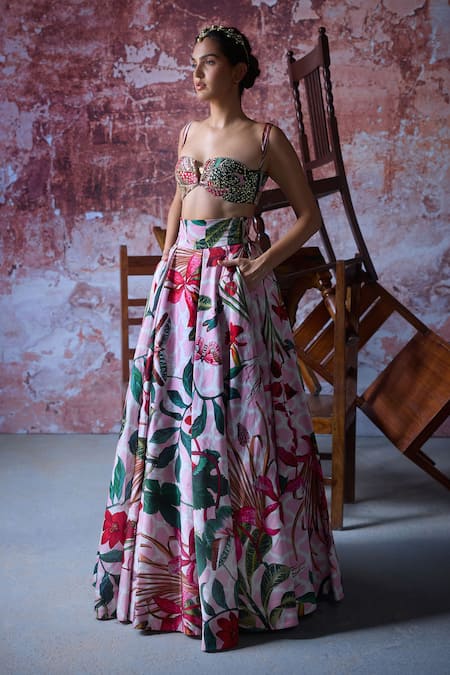 Mahima Mahajan Zubi High Waisted Floral Print Lehenga Set 