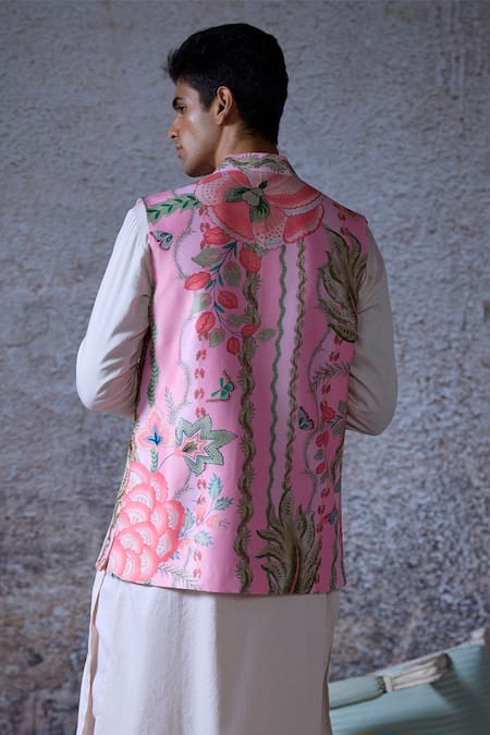 Mahima Mahajan Padma Print Mirror Embroidered Bundi Set 