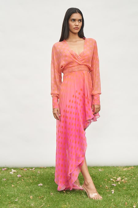 AMRTA by GUNEET KONDAL Ombre Asymmetric Printed Dress 