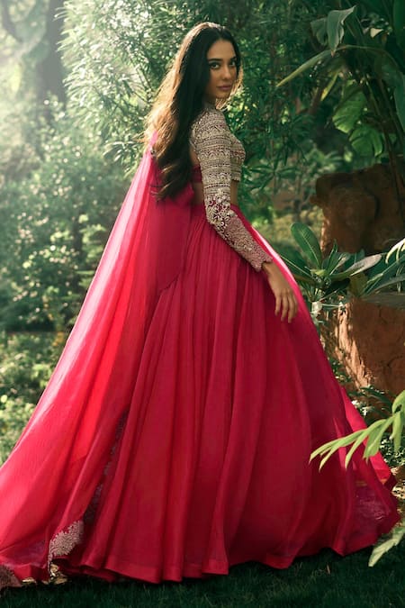 Shop Bhumika Sharma Pink Organza, Net Sequins, Beads, Embroidery Round Neck Lehenga Blouse Set at Aza Fashions Shop_Bhumika Sharma_Pink Organza, Net Sequins, Beads, Embroidery Round Neck Lehenga Blouse Set _at_Aza_Fashions