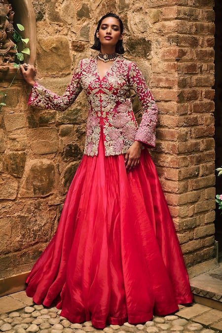 Bhumika Sharma Farasha Lehenga With Flower Embroidered Jacket 