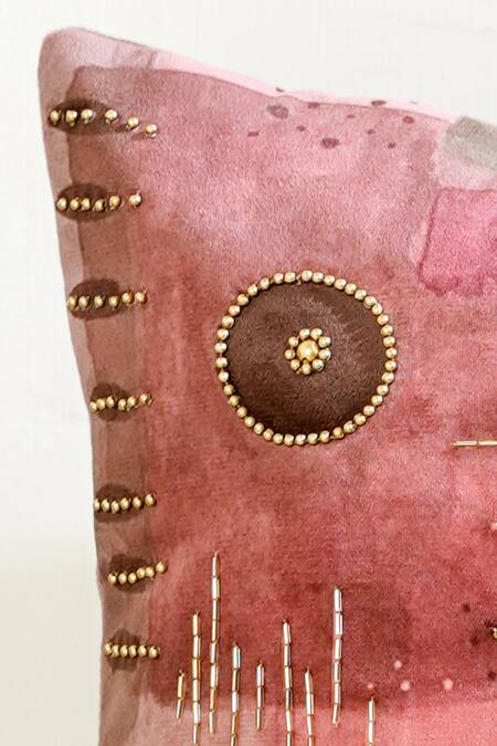 Mid July Home_Pink Velvet Abstract, Elysium Dreamscape Printed Cushion Cover 2 Pcs Set_Online_at_Aza_Fashions