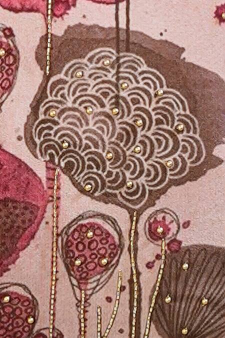 Mid July Home_Pink Velvet Abstract Floral, Elysium Dreamscape Print Cushion Cover 2 Pcs Set_at_Aza_Fashions