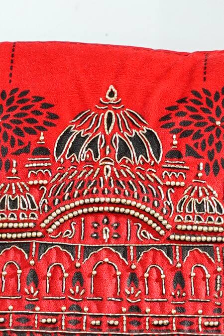 Shop_Mid July Home_Black Velvet Bead, Zardozi Elephant Face Embroidered Cushion Cover 2 Pcs Set_Online_at_Aza_Fashions