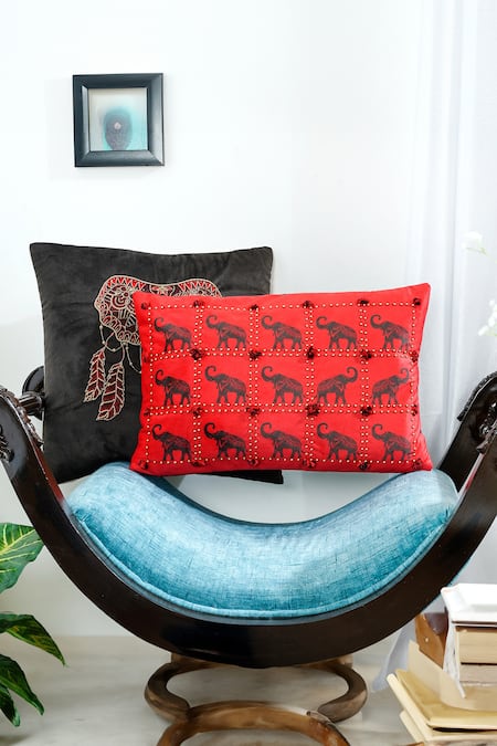 Mid July Home Elephant Print Cushion Cover 2 Pcs Set 