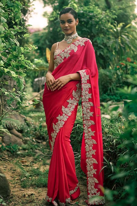 Bhumika Sharma Floral Embroidered Saree With Blouse 