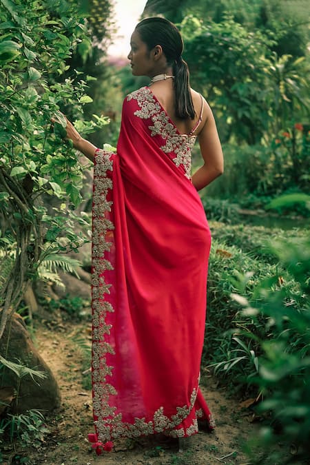 Bhumika Sharma Floral Embroidered Saree With Blouse 