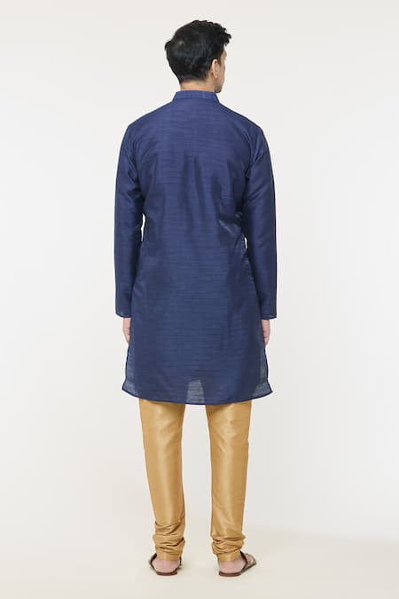 Shop Arihant Rai Sinha Blue Silk Patchwork Geomatric Kurta With Churidar at Aza Fashions Shop_Arihant Rai Sinha_Blue Silk Patchwork Geomatric Kurta With Churidar _at_Aza_Fashions