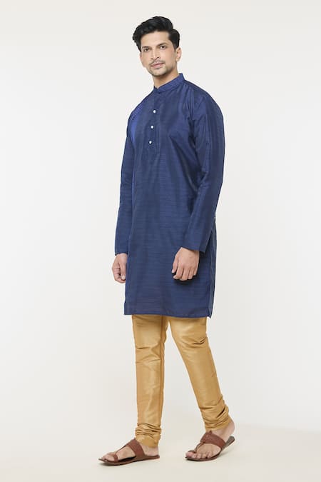 Buy Arihant Rai Sinha Blue Silk Patchwork Geomatric Kurta With Churidar Online at Aza Fashions Buy_Arihant Rai Sinha_Blue Silk Patchwork Geomatric Kurta With Churidar _Online_at_Aza_Fashions