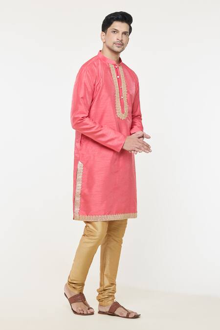 Buy Arihant Rai Sinha Pink Silk Embroidery Sequin Placed Kurta Online at Aza Fashions Buy_Arihant Rai Sinha_Pink Silk Embroidery Sequin Placed Kurta _Online_at_Aza_Fashions