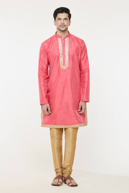 Arihant Rai Sinha Pink Silk Embroidery Sequin Placed Kurta at Aza Fashions Arihant Rai Sinha_Pink Silk Embroidery Sequin Placed Kurta _at_Aza_Fashions