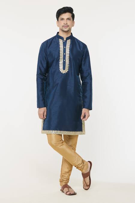 Arihant Rai Sinha_Blue Silk Sequins, Embroidery Work Placed Kurta _at_Aza_Fashions