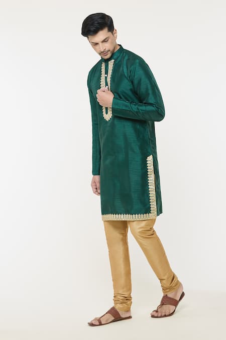 Buy Arihant Rai Sinha Green Silk Embroidery, Sequins Floral Placed Kurta Online at Aza Fashions Buy_Arihant Rai Sinha_Green Silk Embroidery, Sequins Floral Placed Kurta _Online_at_Aza_Fashions