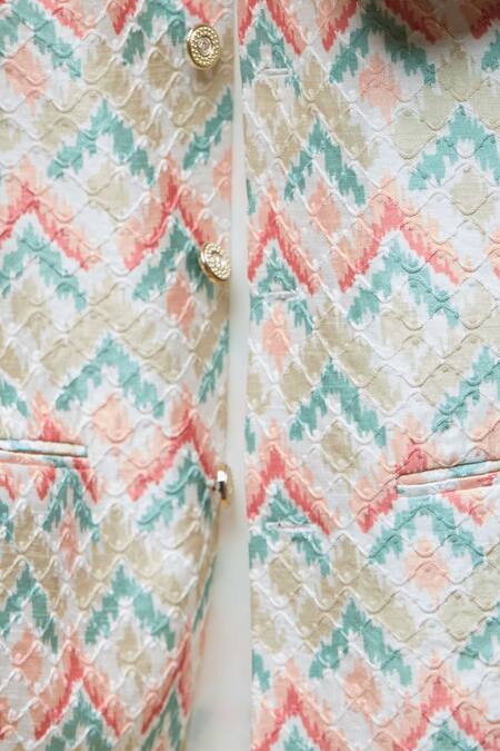 Arihant Rai Sinha Cream Silk Chevron Woven Nehru Jacket at Aza Fashions Arihant Rai Sinha_Cream Silk Chevron Woven Nehru Jacket _at_Aza_Fashions