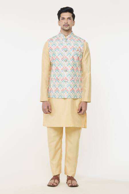 Buy Arihant Rai Sinha Cream Silk Chevron Woven Nehru Jacket Buy_Arihant Rai Sinha_Cream Silk Chevron Woven Nehru Jacket