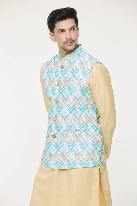 Shop Arihant Rai Sinha Cream Silk Geometric Woven Nehru Jacket Online at Aza Fashions Shop_Arihant Rai Sinha_Cream Silk Geometric Woven Nehru Jacket _Online_at_Aza_Fashions