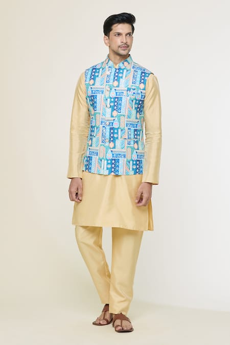 Arihant Rai Sinha Mughal Pattern Soft Cotton Nehru Jacket 