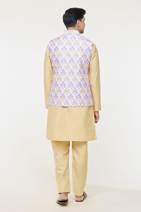 Shop Arihant Rai Sinha Multi Color Silk Embroidery Jaal Nehru Jacket at Aza Fashions Shop_Arihant Rai Sinha_Multi Color Silk Embroidery Jaal Nehru Jacket _at_Aza_Fashions