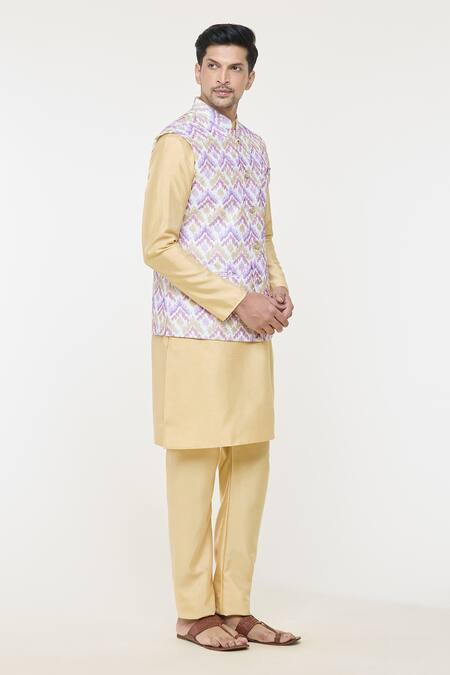 Arihant Rai Sinha Multi Color Silk Embroidery Jaal Nehru Jacket Online at Aza Fashions Arihant Rai Sinha_Multi Color Silk Embroidery Jaal Nehru Jacket _Online_at_Aza_Fashions