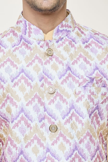 Buy Arihant Rai Sinha Multi Color Silk Embroidery Jaal Nehru Jacket Buy_Arihant Rai Sinha_Multi Color Silk Embroidery Jaal Nehru Jacket