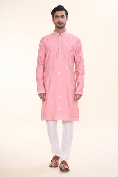 Buy Arihant Rai Sinha Pink Silk, Acrylic Sequins Persian Crest Embroidered Kurta With Churidar Online at Aza Fashions Buy_Arihant Rai Sinha_Pink Silk, Acrylic Sequins Persian Crest Embroidered Kurta With Churidar _Online_at_Aza_Fashions