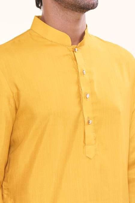 Buy Arihant Rai Sinha Yellow Cotton, Silk Embroidery Kamdhenu Print Kurta With Churidar Online at Aza Fashions Buy_Arihant Rai Sinha_Yellow Cotton, Silk Embroidery Kamdhenu Print Kurta With Churidar _Online_at_Aza_Fashions