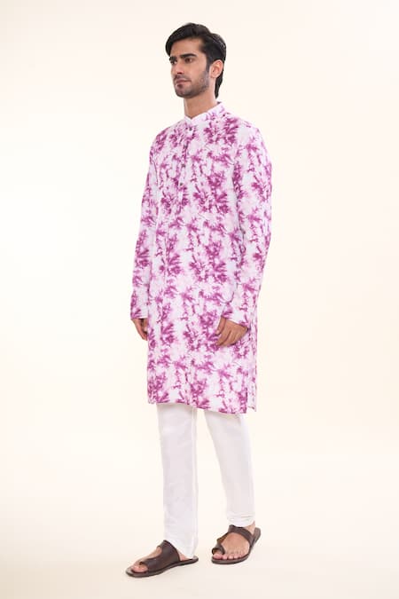 Buy_Arihant Rai Sinha_Purple Cotton Tie Dye Print Kurta _Online_at_Aza_Fashions