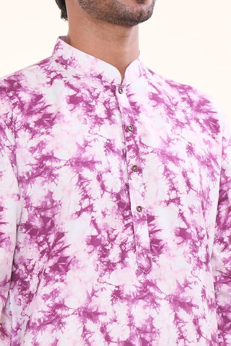 Shop_Arihant Rai Sinha_Purple Cotton Tie Dye Print Kurta _Online_at_Aza_Fashions