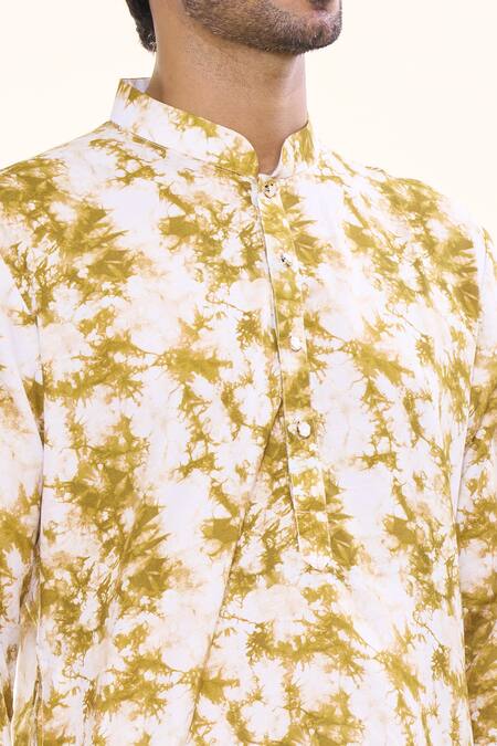 Arihant Rai Sinha Yellow Cotton Tie Dye Swerve Print Kurta at Aza Fashions Arihant Rai Sinha_Yellow Cotton Tie Dye Swerve Print Kurta _at_Aza_Fashions