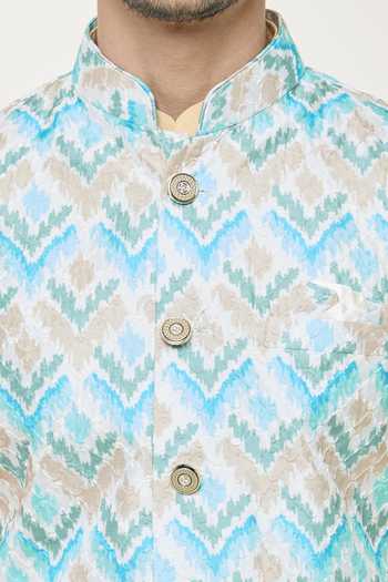 Buy Arihant Rai Sinha Multi Color Silk Embroidery Chevron Print Bundi Kurta Set Buy_Arihant Rai Sinha_Multi Color Silk Embroidery Chevron Print Bundi Kurta Set