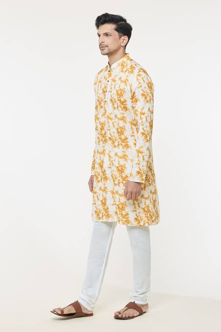 Shop Arihant Rai Sinha Yellow Cotton Abstract Print Kurta Online at Aza Fashions Shop_Arihant Rai Sinha_Yellow Cotton Abstract Print Kurta _Online_at_Aza_Fashions