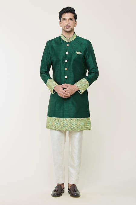 Arihant Rai Sinha Geometric Border Print Sherwani Set 