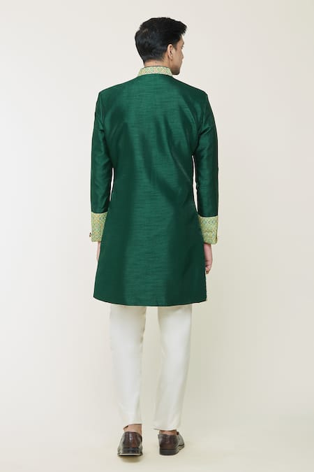 Arihant Rai Sinha Geometric Border Print Sherwani Set 