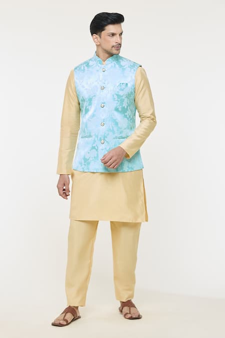 Arihant Rai Sinha Botanical Woven Bundi & Kurta Set 