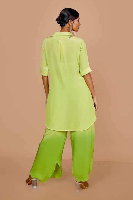 Vishwa By Pinki Sinha High-Low Kurta With Ombre Petal Pant 