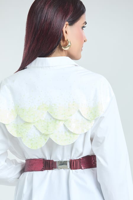 Kiran Uttam Ghosh Circular Carved Motif Sequined Belt 