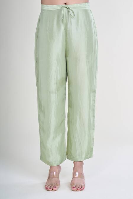 Buy_Arpita Mehta_Green Silk Fringe V-neck Kaftan Kurta Set_Online_at_Aza_Fashions