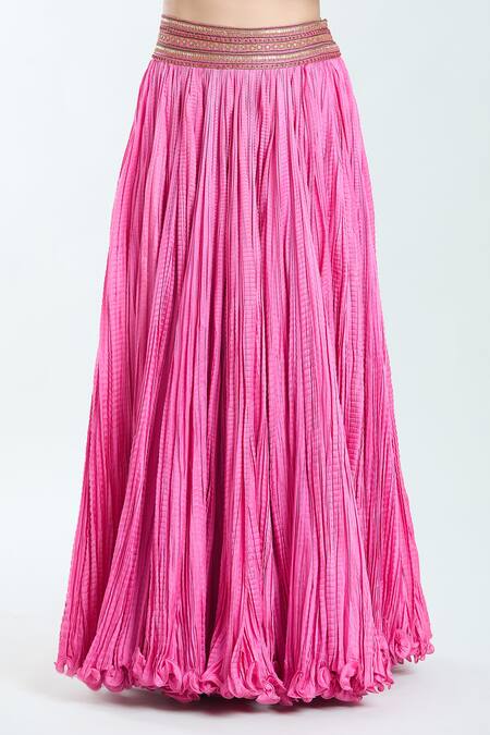 Debyani + CO Pink , Organza Zari, Embroidery, Sequins Crushed Lehenga Blouse Set at Aza Fashions Debyani + CO_Pink , Organza Zari, Embroidery, Sequins Crushed Lehenga Blouse Set _at_Aza_Fashions