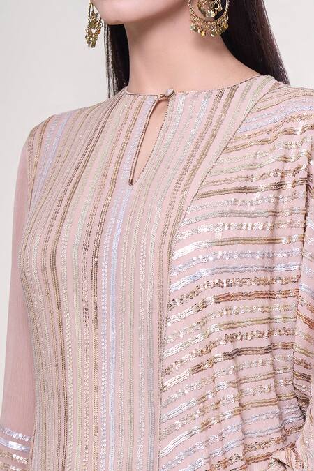 Buy Nakul Sen Beige Silk, Chiffon Sequins, Embroidery Round Neck, Kurta Farshi Palazzo Set Online at Aza Fashions Buy_Nakul Sen_Beige Silk, Chiffon Sequins, Embroidery Round Neck, Kurta Farshi Palazzo Set_Online_at_Aza_Fashions