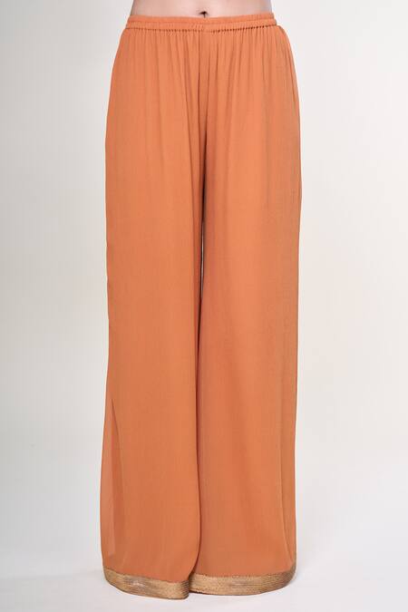 Buy Nakul Sen Orange Silk, Chiffon Beads, Sequins Boat Embroidered Kurta Farshi Palazzo Set Online at Aza Fashions Buy_Nakul Sen_Orange Silk, Chiffon Beads, Sequins Boat Embroidered Kurta Farshi Palazzo Set_Online_at_Aza_Fashions