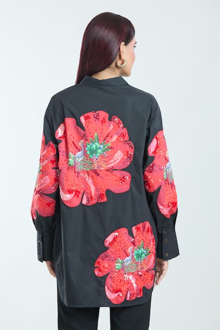 Rahul Mishra Hibiscus Applique Shirt 