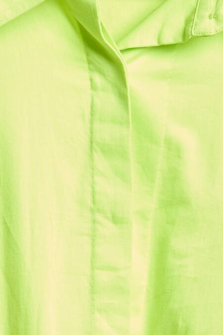 Rahul Mishra_Green Poplin Sequins Scalloped Hem Oversized Shirt _at_Aza_Fashions