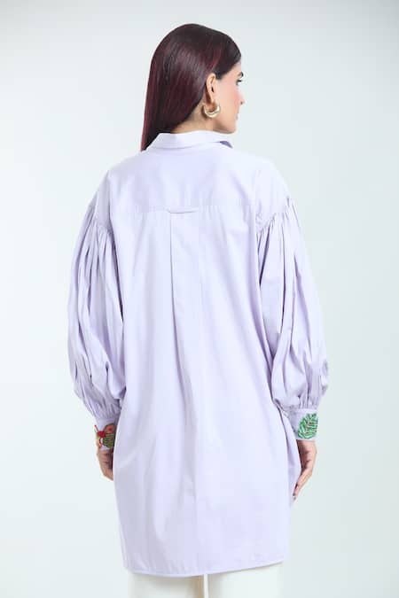 Rahul Mishra Placed Floral Applique Oversized Shirt 