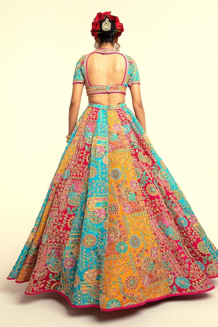 Rajbinder Chahal Floral Sequin Embroidered Blouse & Lehenga Set 