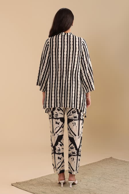 Soup By Sougat Paul Naqsh Cotton Linen Printed Shirt Tunic & Pant Set 