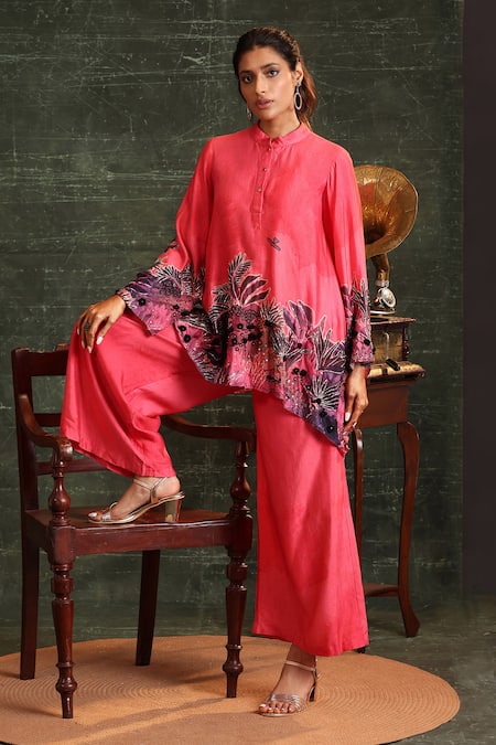 Soup by Sougat Paul Kaira Chanderi Printed Kurta & Flared Pant Set 