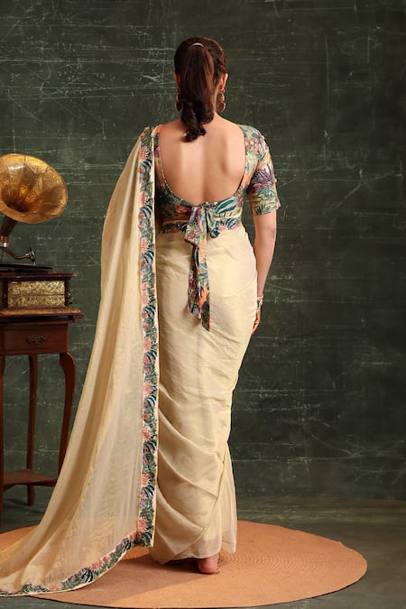 Soup By Sougat Paul Kaira Pre-Stitched Saree With Printed Blouse 