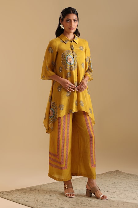 Soup by Sougat Paul Eraya Floral Print Shirt Kurta & Flared Pant Set 